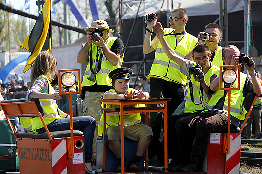 Wolsztyn - drezyniarze podczas Parady Parowozw 2012