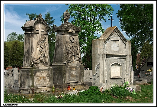 Goszczanw - cmentarz parafialny, grupa trzech grobowcw