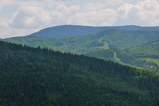 Widok na Skrzyczne ze stokw Batnej.