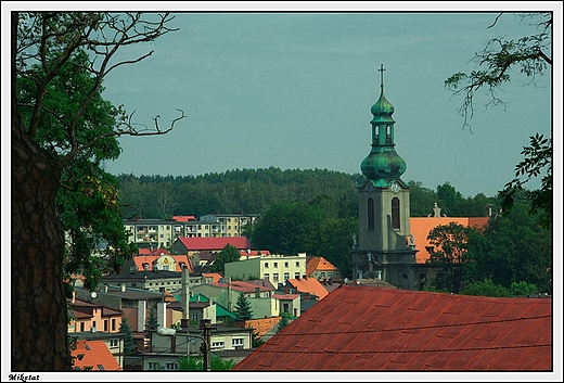 Mikstat - widok miasta ze wzgrza z cmentarzem parafialnym