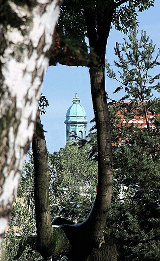 Nietypowy widok na wie Sanktuarium w. Jadwigi Slskiej.