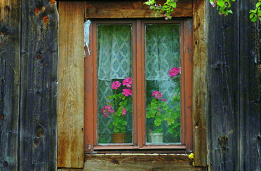 Wołowiec - okno jednego z domów