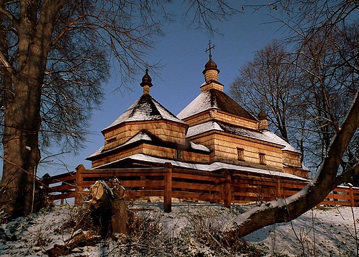Roztocze, cerkiew w Gorajcu, zima.