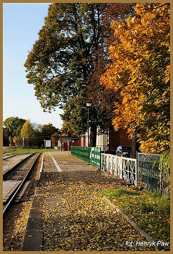 Stacja kolejowa jesieni