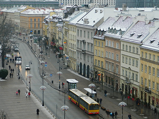 Warszawa. Ul. Krakowskie Przedmiecie zim.