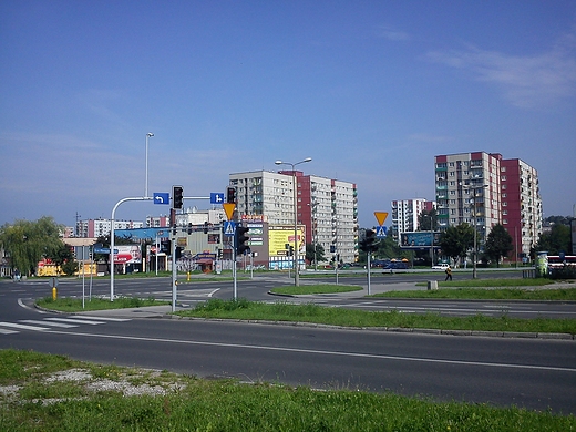 Sosnowiec-Zagrze.Skrzyowanie Ulic Braci Mieroszwskich i Aleji Franciszka Blachnickiego.