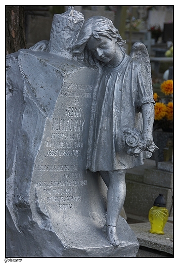 Goliszew - cmentarz parafialny - anioek na nagrobku