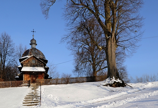 Roztocze, cerkiew w. Mikoaja w Radruu. Zima.