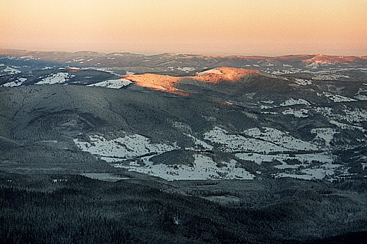 Widok z Babiej Gry w kierunku plnocno - zachodnim