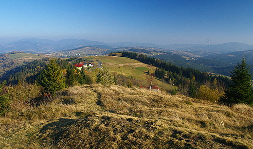 Panorama z Koczego Zamku (846mn.p.m.) w Beskidach