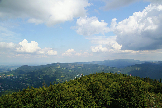 Widok w kierunku polskiej czci Czantorii, Zawodzie Grne i Jaszowiec.