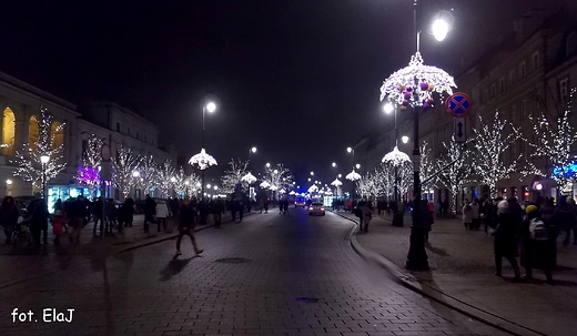 Warszawa ju witeczna. Ul. Krakowskie Przedmiecie.