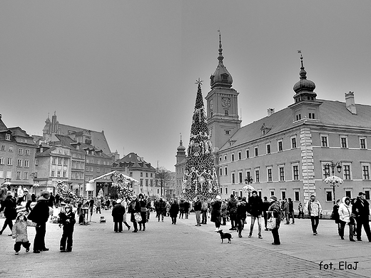 Warszawa ju witeczna. Plac Zamkowy.