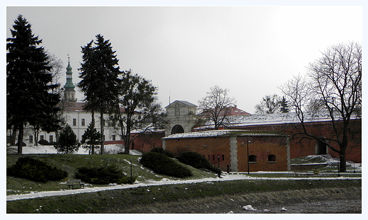 widok zzamojskiego parku zim