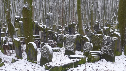 Cmentarz ydowski na Okopowej w zimowej szacie