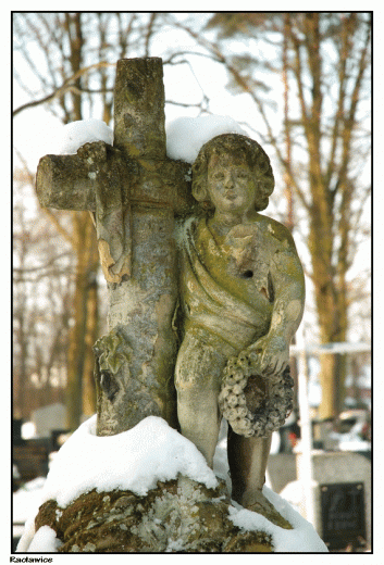 Racawice - cmentarz parafialny z pocztku XIX wieku. Anioek na grobie Anioka
