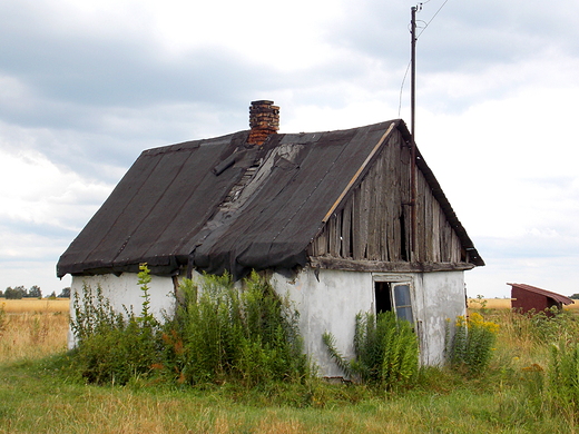 Chociszewo. Stary dom na polu.