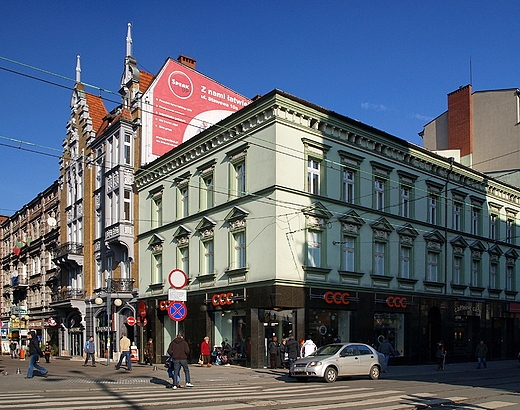 Katowice.Zabytkowe kamienice w centrum miasta w okolicach dworca PKP