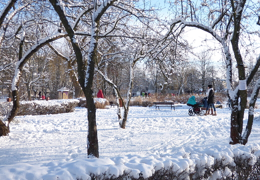 Warszawa-Ursus. Zima w Parku Czechowickim.