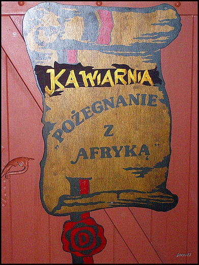 Szyld kawiarni Poegnanie z Afryk. Lublin