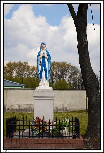 Cielce - figura Matki Boej w centrum wsi