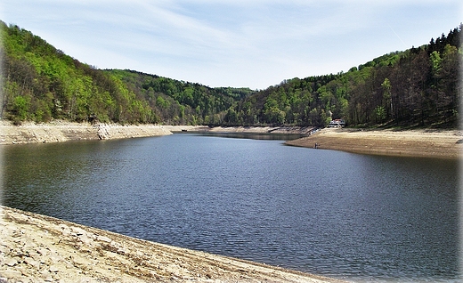 Niski poziom wody na jeziorze Lubachowskim