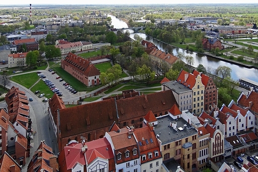 Elblg  widok na ul. witego Ducha,  ul. Zamkow i rzek Elblg