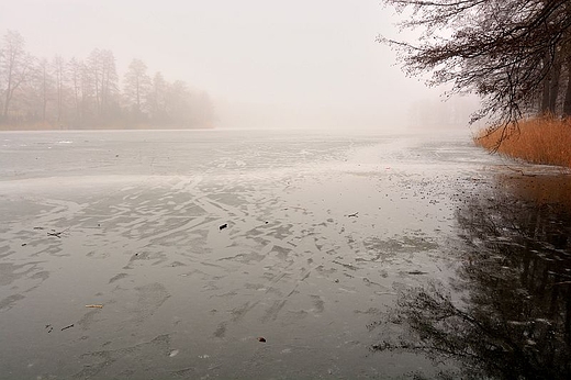 Jezioro Lipowo zimą.