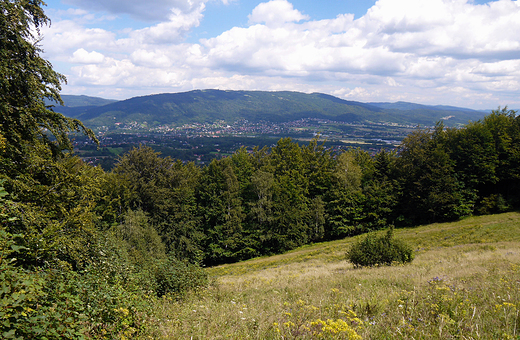 Widok znad Mesznej na Beskid May.