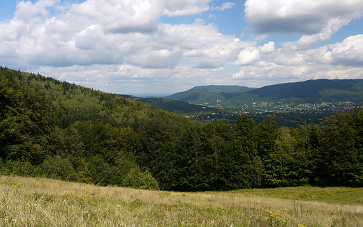 Widok znad Mesznej na Beskid May.