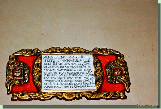 Kościół św. Floriana - tablica poświadczająca konsekrację kościoła