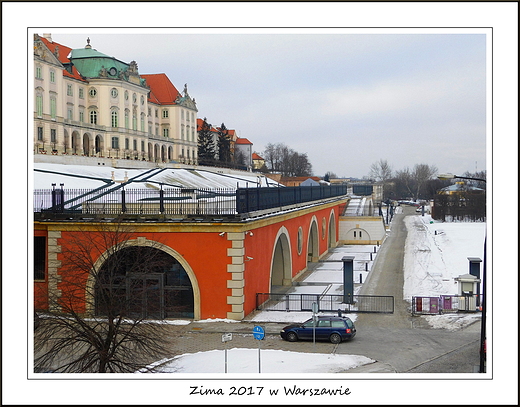 Zima 2017 w Warszawie. Zamek Krlewski od strony Wisy