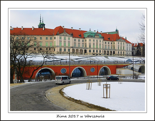 Zima 2017 w Warszawie. Zamek Krlewski od strony Wisy