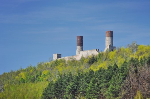 Ruiny zamku w Chcinach - widok z trasy Warszawa-Krakw