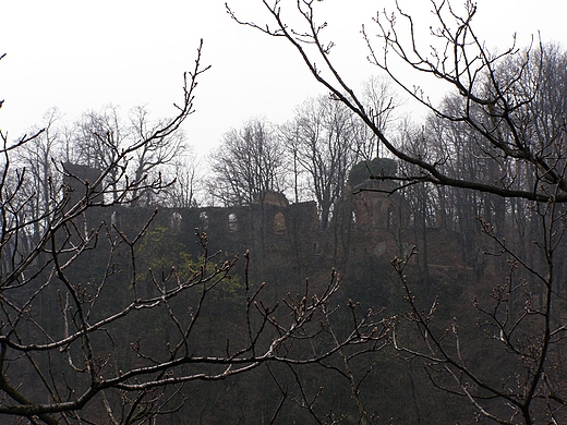 Widok na ruiny koło zamku Książ