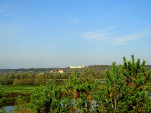 Widok z mmierskiej skarpy na janowiecki zamek