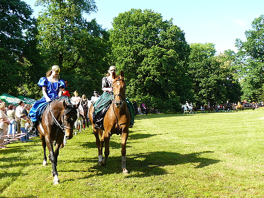 Pszczyska Majwka Konna 2009. Parada koni w parku paacowym.