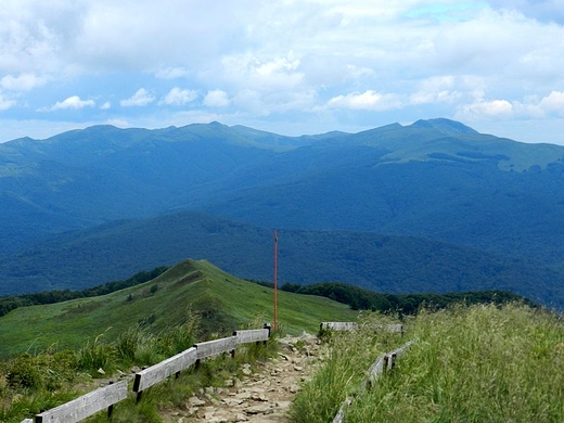 Widok z Pooniny Caryskiej na gniazdo Tarnicy