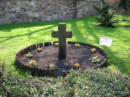 Krzyż pokutny w ogrodzie botanicznym.