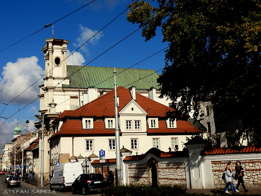 Koci Nawrcenia w. Pawa w Krakowie oraz apteka Bonifratrw.