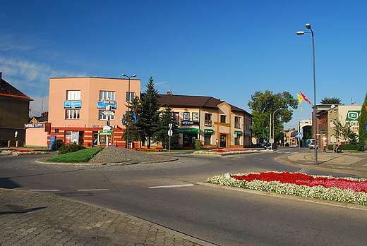 Czechowice-Dziedzice. Rondo w centrum miasteczka.