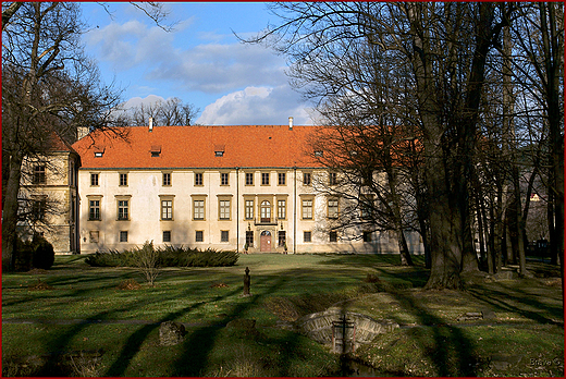 Zamek w  Suchej Beskidzkiej - widok od parku