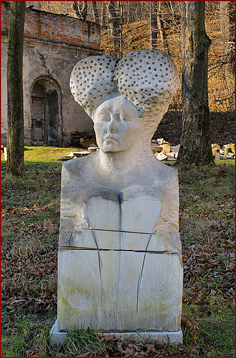 Zamek w Suchej Beskidzkiej - park zamkowy - rzeby