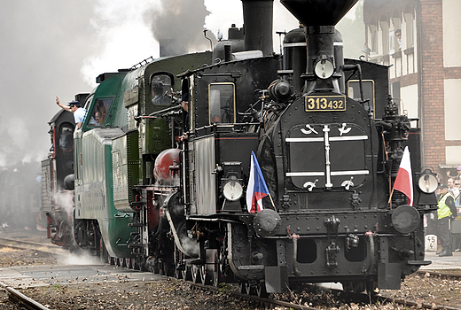 Przejazd poczonych parowozw - na prowadzeniu czeska Matylda. Wolsztyn 2010