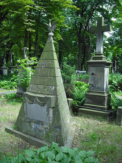 Warszawa. Cmentarz Ewangelicko-Augsburski. Nagrobek w ksztacie piramidy z 1808 r.