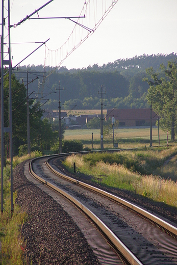 Tory kolejowe, widok z (pi mostw) nad Barycz w Miliczu.