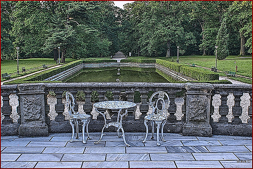 Rezydencja pruskiego rodu Tiele-Wincklerw w Mosznej - poowa XVIIw - widok na park paacowy