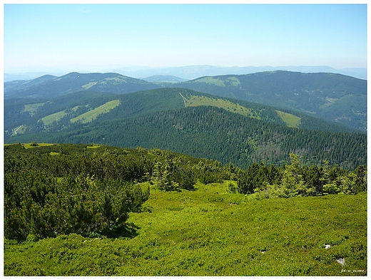 Widok ze szczytu Pilsko, Beskid ywiecki.