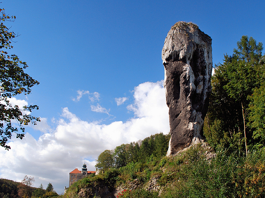 Maczuga Herkulesa i widoczny w oddali zamek w Pieskowej Skale.