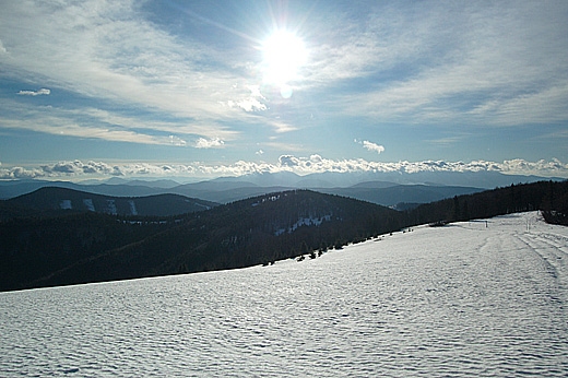 Hala na Maej Raczy i zamykajca horyzont Maa Fatra. Beskid ywiecki